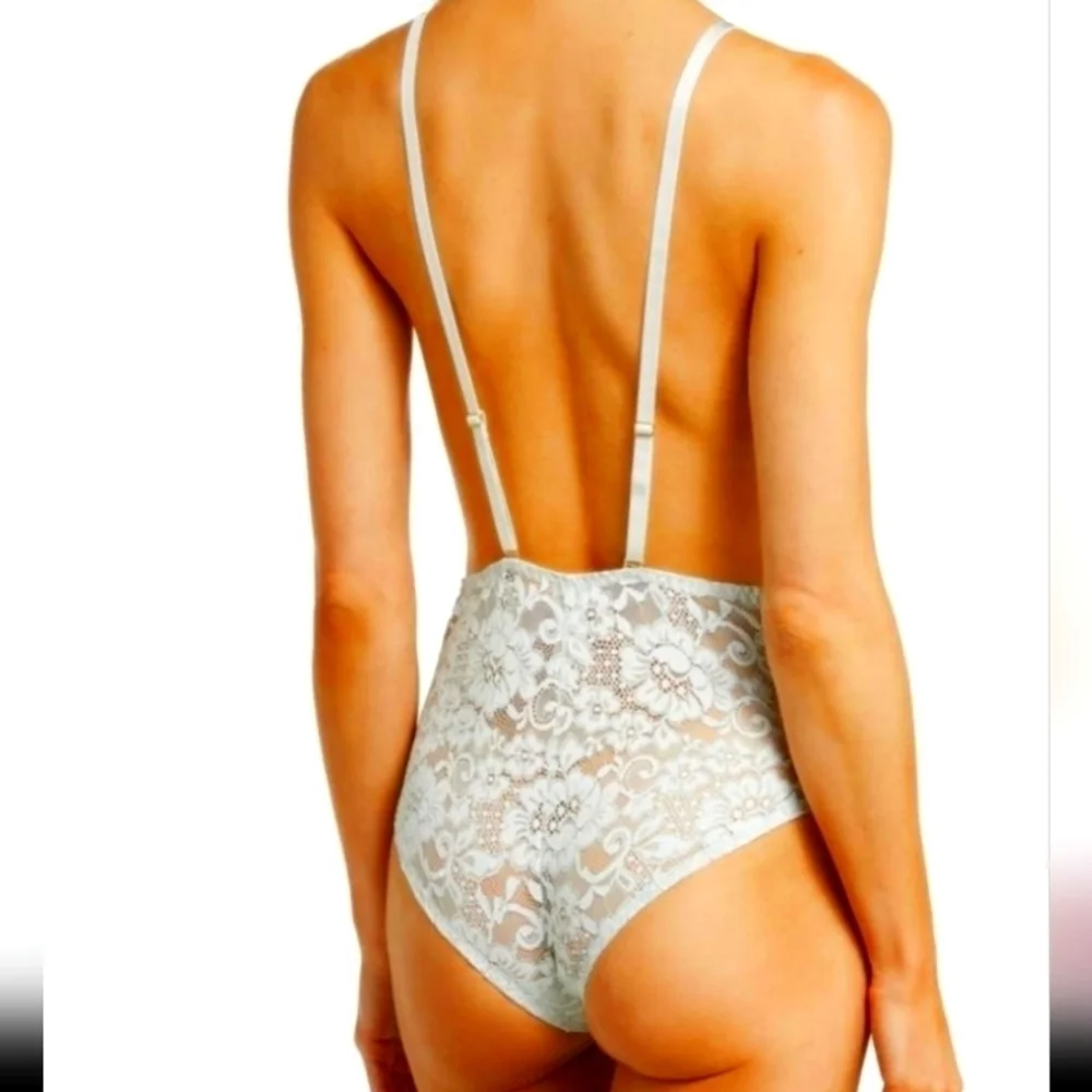 Comin in HAH Lace Bodysuit in Something Blue NEW! L